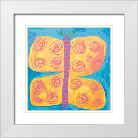 Butterfly White Modern Wood Framed Art Print with Double Matting by Unknown
