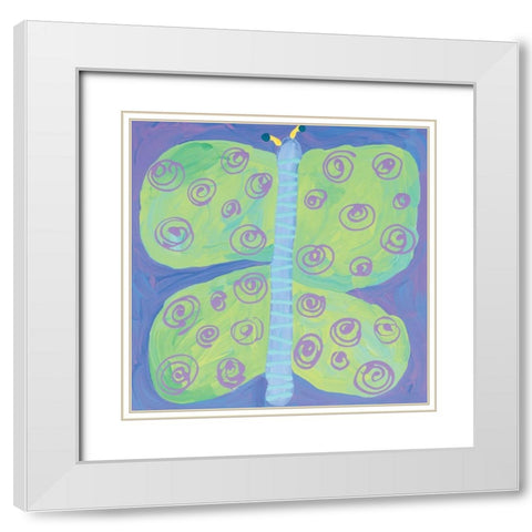 Butterfly White Modern Wood Framed Art Print with Double Matting by Unknown