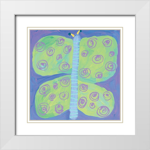 Butterfly White Modern Wood Framed Art Print with Double Matting by Unknown