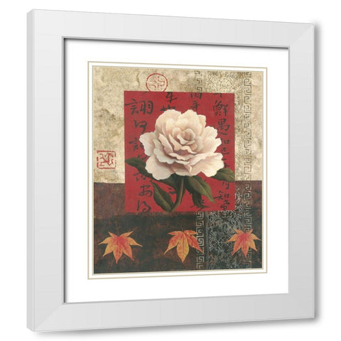 White Chinese Rose White Modern Wood Framed Art Print with Double Matting by Unknown