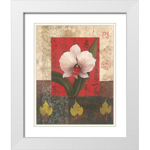 White Chinese Orchid White Modern Wood Framed Art Print with Double Matting by Unknown