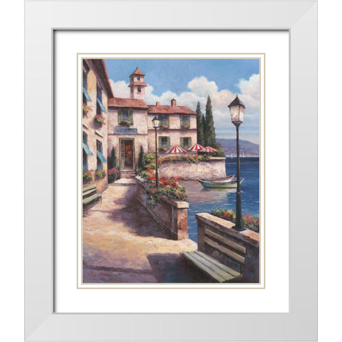 Mediterranean Villa I White Modern Wood Framed Art Print with Double Matting by Unknown