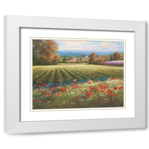 Fields of Provence I White Modern Wood Framed Art Print with Double Matting by Unknown
