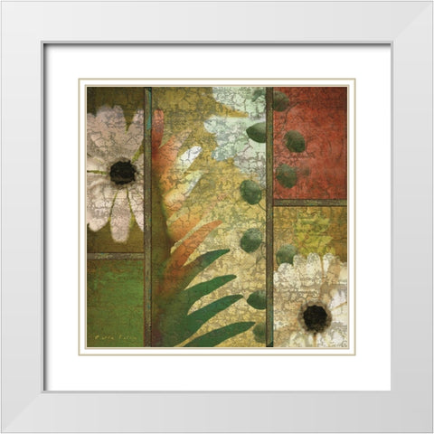 Floral Collage I White Modern Wood Framed Art Print with Double Matting by Unknown