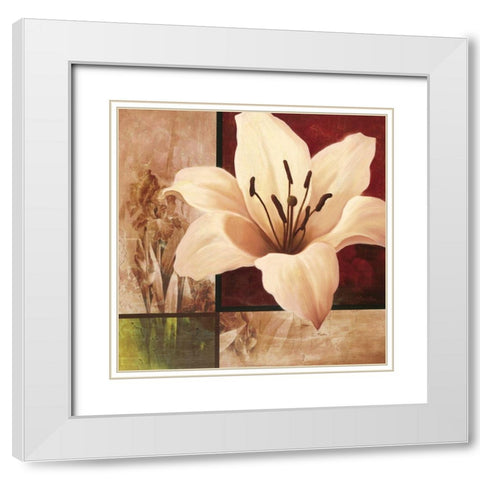 Lily Collage White Modern Wood Framed Art Print with Double Matting by Unknown
