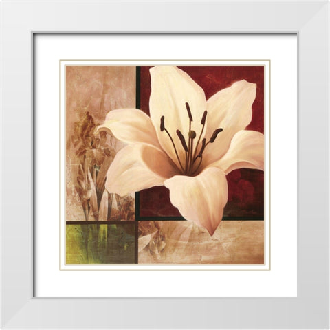 Lily Collage White Modern Wood Framed Art Print with Double Matting by Unknown