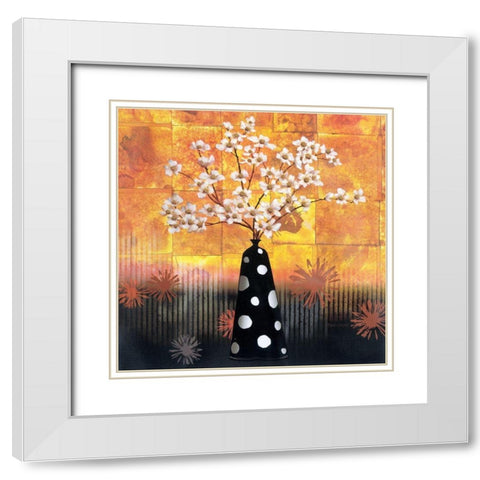 Black Vase Yellow Floral II White Modern Wood Framed Art Print with Double Matting by Unknown