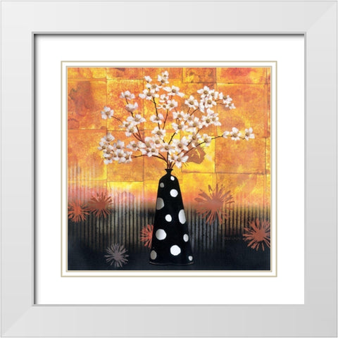 Black Vase Yellow Floral II White Modern Wood Framed Art Print with Double Matting by Unknown