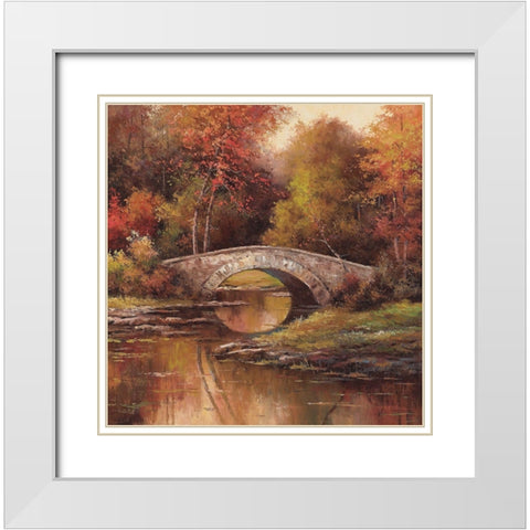 Stone Bridge White Modern Wood Framed Art Print with Double Matting by Unknown