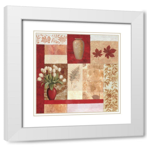 Vase Collage I White Modern Wood Framed Art Print with Double Matting by Unknown