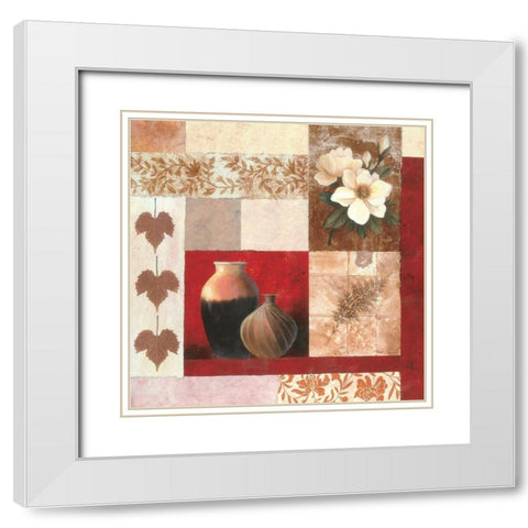 Vase Collage II White Modern Wood Framed Art Print with Double Matting by Unknown