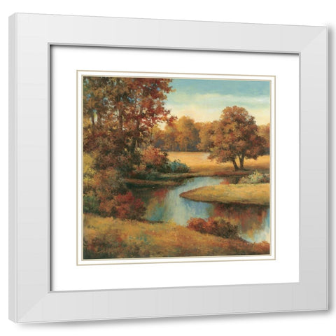 Lakeside Serenity I White Modern Wood Framed Art Print with Double Matting by Unknown