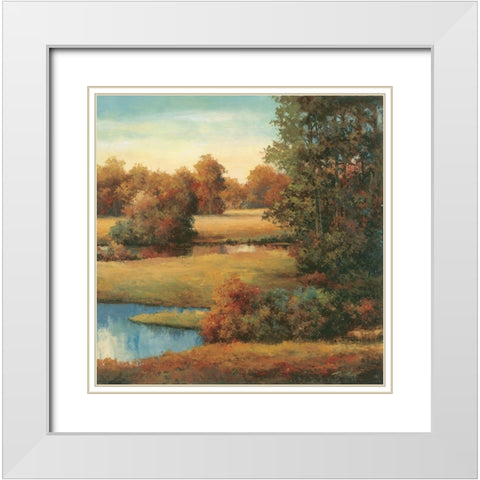 Lakeside Serenity II White Modern Wood Framed Art Print with Double Matting by Unknown