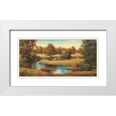 Lakeside Serenity White Modern Wood Framed Art Print with Double Matting by Unknown
