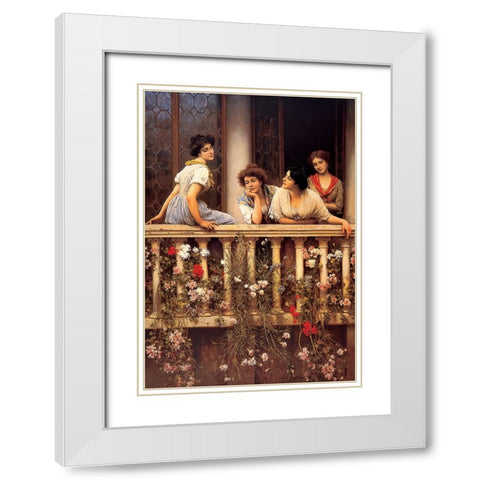 On The Balcony White Modern Wood Framed Art Print with Double Matting by Unknown