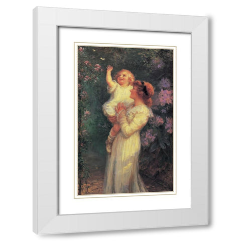 Mother And Child White Modern Wood Framed Art Print with Double Matting by Unknown