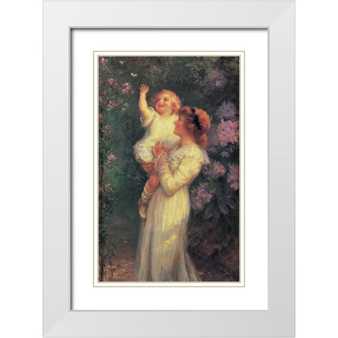 Mother And Child White Modern Wood Framed Art Print with Double Matting by Unknown