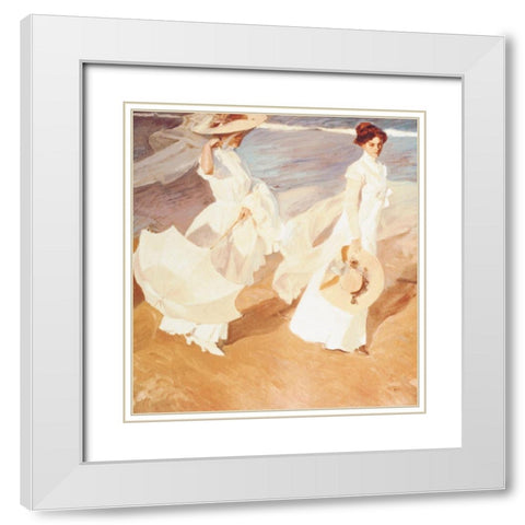 Two Victorian Women White Modern Wood Framed Art Print with Double Matting by Unknown