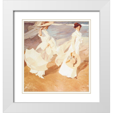 Two Victorian Women White Modern Wood Framed Art Print with Double Matting by Unknown
