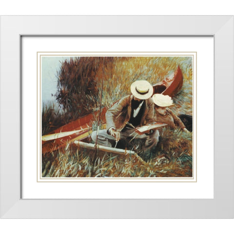 By the River White Modern Wood Framed Art Print with Double Matting by Unknown