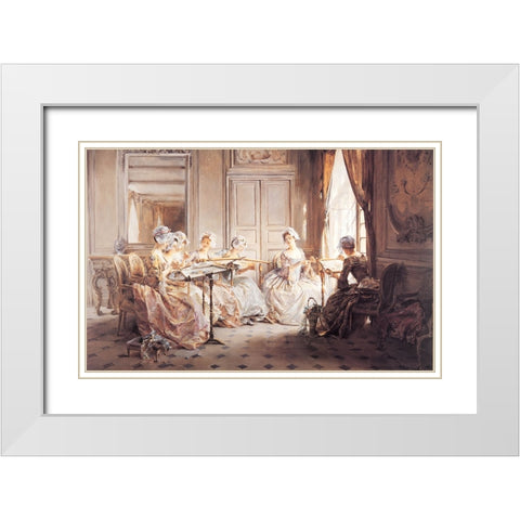 Sewing Club White Modern Wood Framed Art Print with Double Matting by Unknown