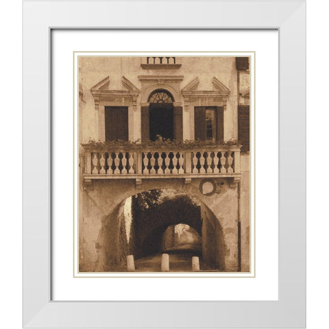 Venetian Balustrade White Modern Wood Framed Art Print with Double Matting by Unknown
