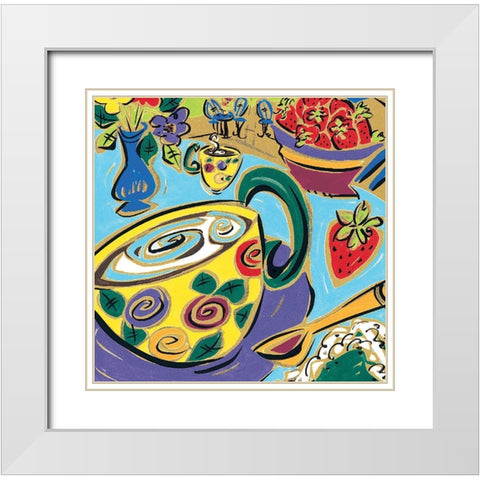 Cafe I White Modern Wood Framed Art Print with Double Matting by Unknown