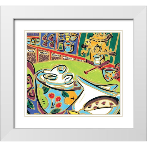 Cafe II White Modern Wood Framed Art Print with Double Matting by Unknown