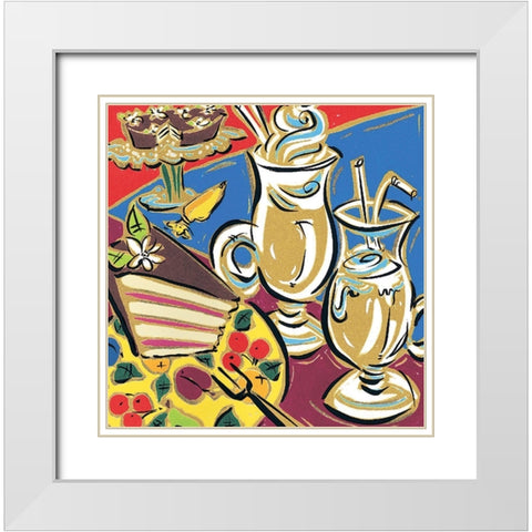 Cafe III White Modern Wood Framed Art Print with Double Matting by Unknown