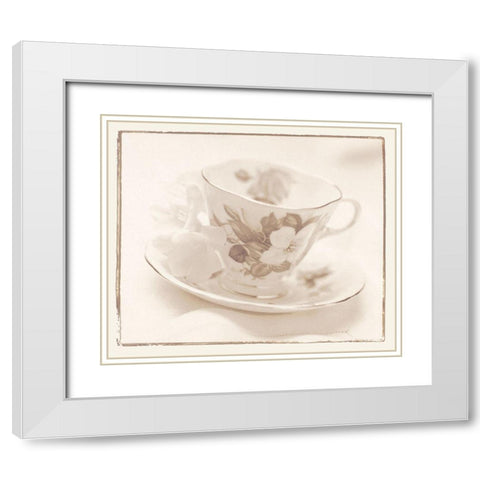 Tea Time I White Modern Wood Framed Art Print with Double Matting by Unknown