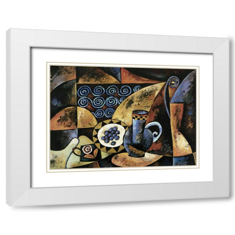 Aspects I White Modern Wood Framed Art Print with Double Matting by Unknown
