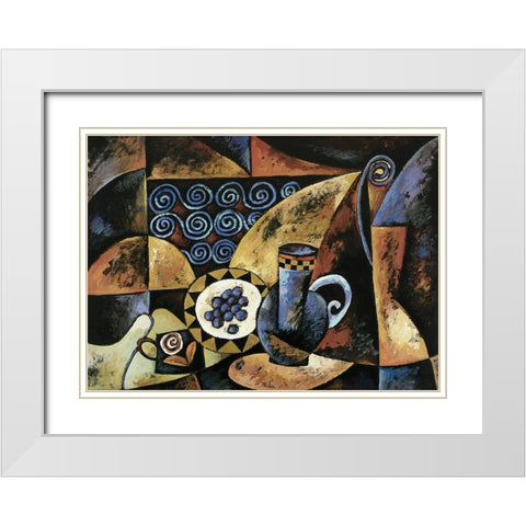 Aspects I White Modern Wood Framed Art Print with Double Matting by Unknown
