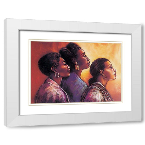 Three Women White Modern Wood Framed Art Print with Double Matting by Unknown