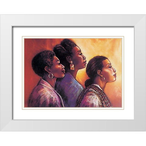 Three Women White Modern Wood Framed Art Print with Double Matting by Unknown
