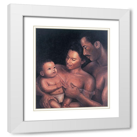 Black Family White Modern Wood Framed Art Print with Double Matting by Unknown