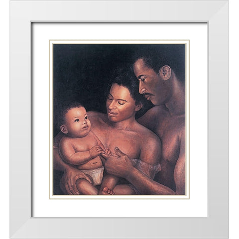 Black Family White Modern Wood Framed Art Print with Double Matting by Unknown