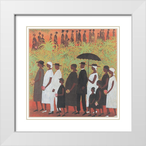 Black Procession White Modern Wood Framed Art Print with Double Matting by Unknown