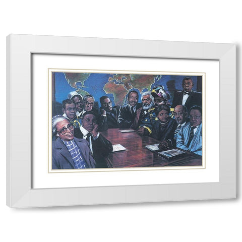 At the Table White Modern Wood Framed Art Print with Double Matting by Unknown