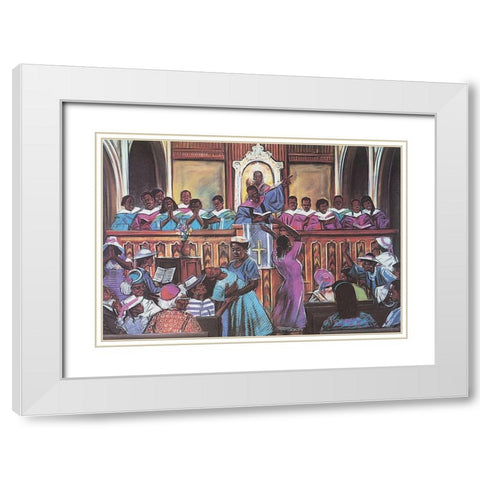 Gospel Choir White Modern Wood Framed Art Print with Double Matting by Unknown