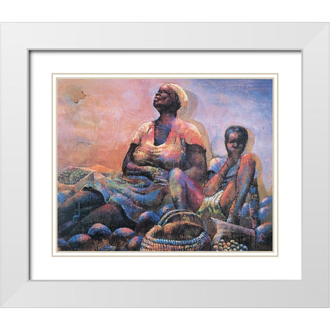 Snack Time White Modern Wood Framed Art Print with Double Matting by Unknown