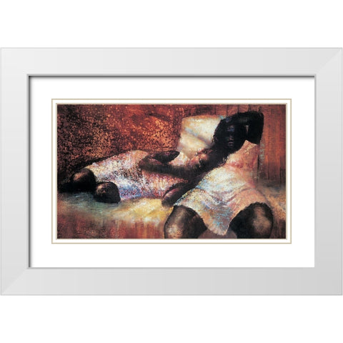 On the Couch White Modern Wood Framed Art Print with Double Matting by Unknown