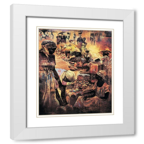 Market Bargains White Modern Wood Framed Art Print with Double Matting by Unknown