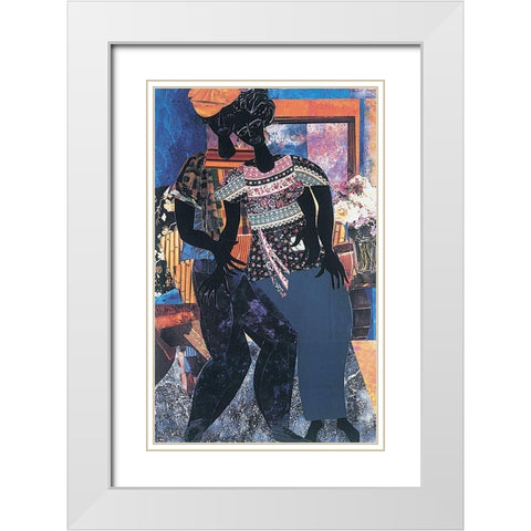 Dancin Duo White Modern Wood Framed Art Print with Double Matting by Unknown