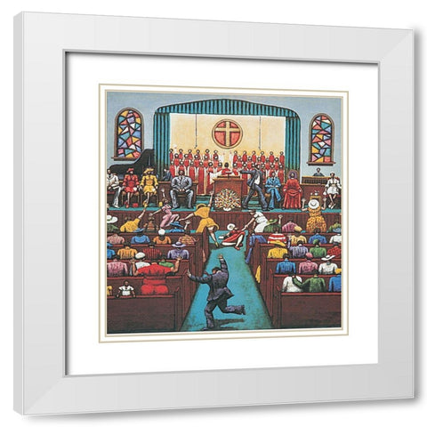 Revival White Modern Wood Framed Art Print with Double Matting by Unknown