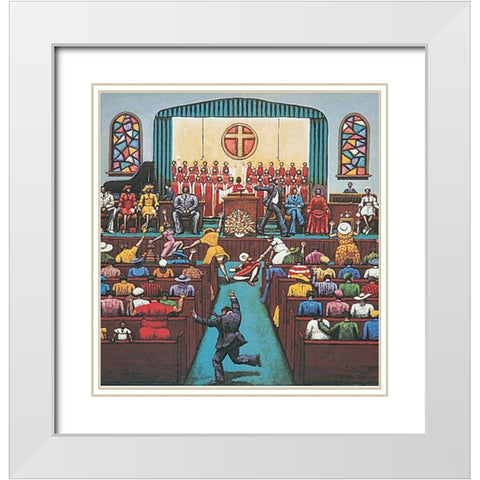 Revival White Modern Wood Framed Art Print with Double Matting by Unknown