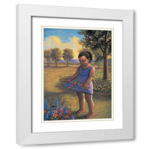 Skirt of Flowers White Modern Wood Framed Art Print with Double Matting by Unknown