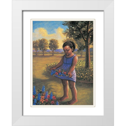 Skirt of Flowers White Modern Wood Framed Art Print with Double Matting by Unknown