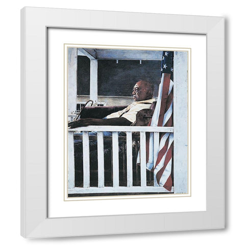 Red Brown and Blue White Modern Wood Framed Art Print with Double Matting by Unknown