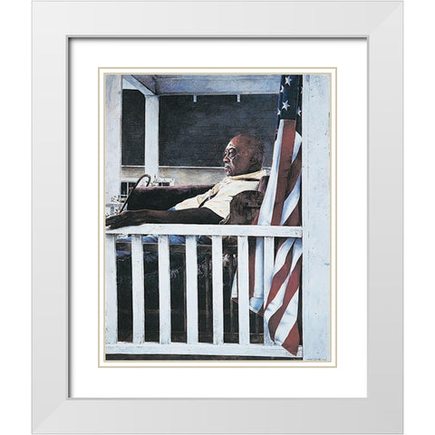 Red Brown and Blue White Modern Wood Framed Art Print with Double Matting by Unknown