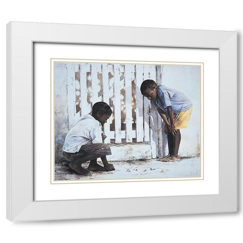 Marbles White Modern Wood Framed Art Print with Double Matting by Unknown